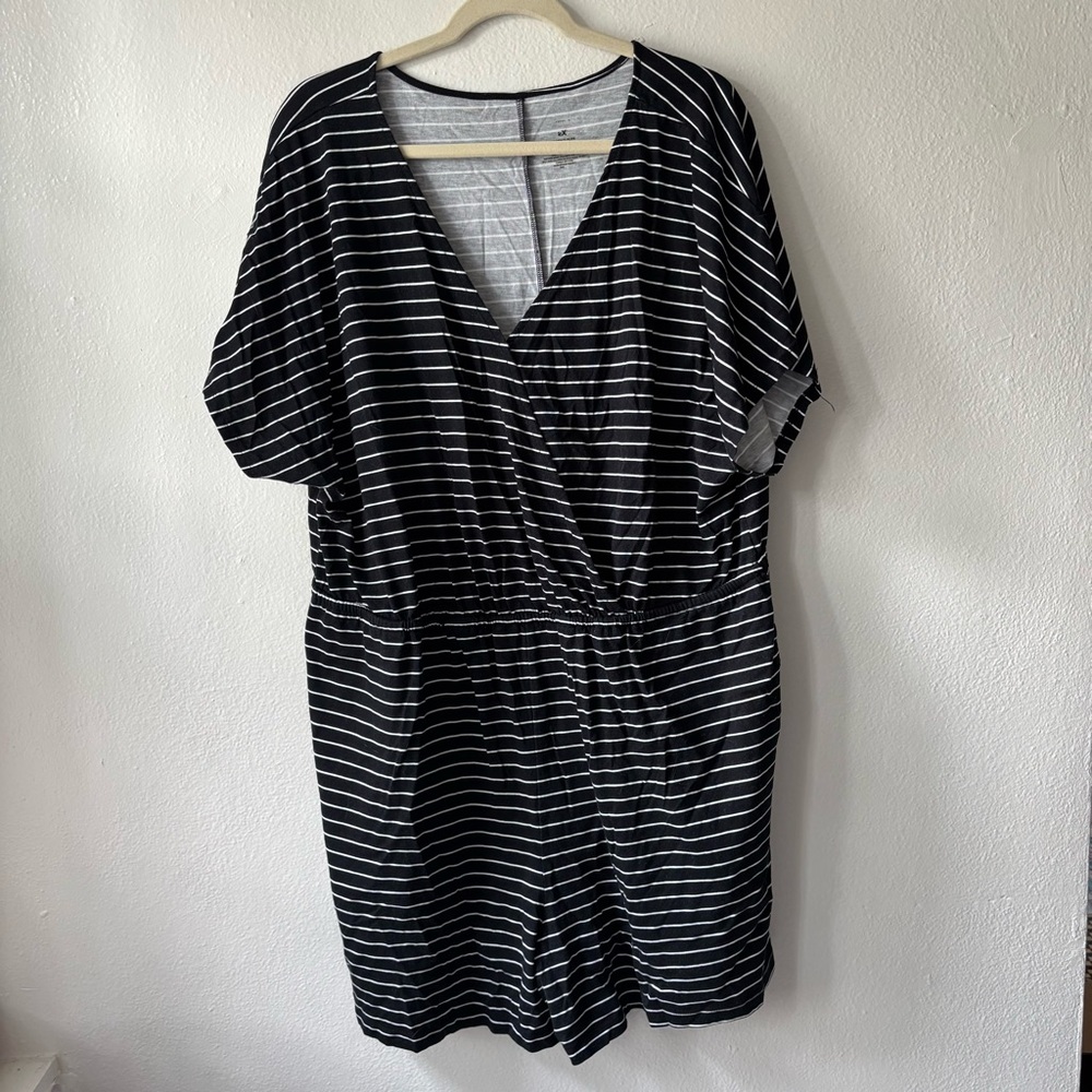 Black and White Striped Romper